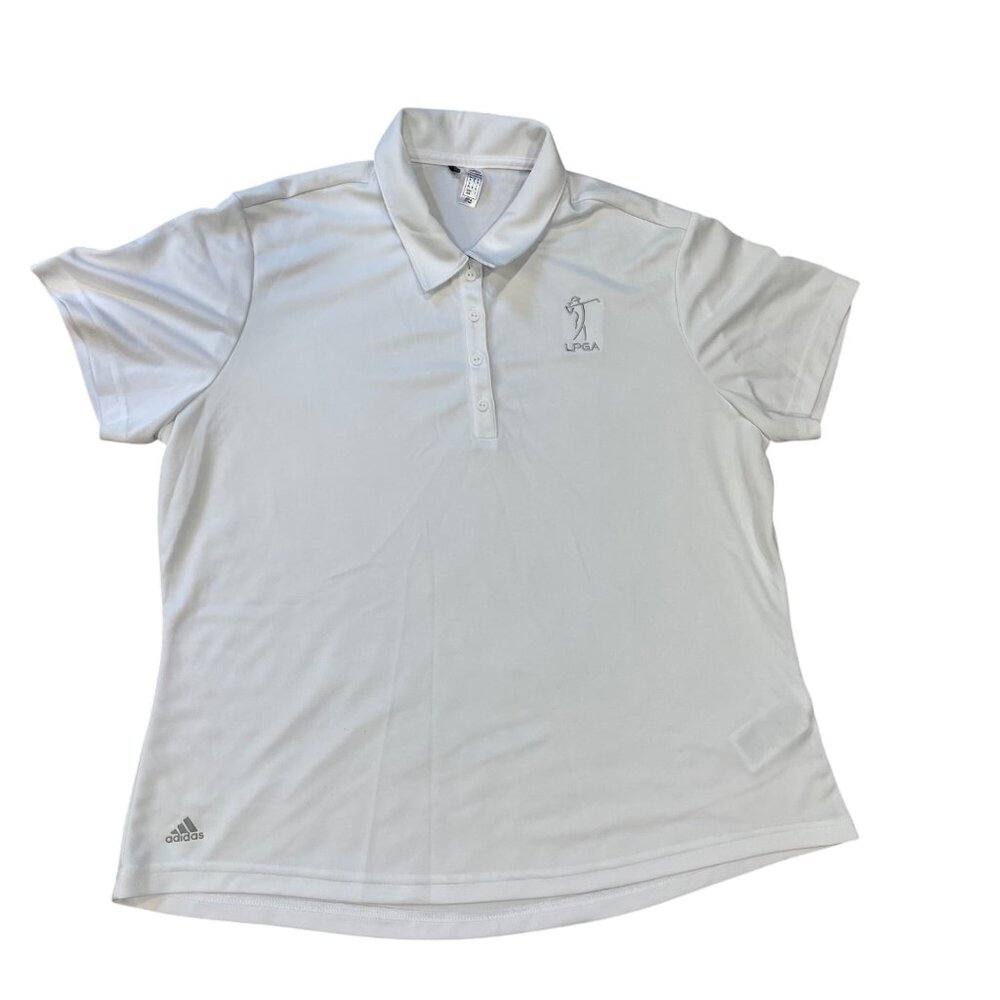 Adidas LPGA White Polo Shirt Women's‎ Size XL Moisture-Wicking Short Sleeves